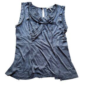 BCBGMAXAZRIA Runway Size L Gray Sleeveless Draped Neck Keyhole Back Tank Top